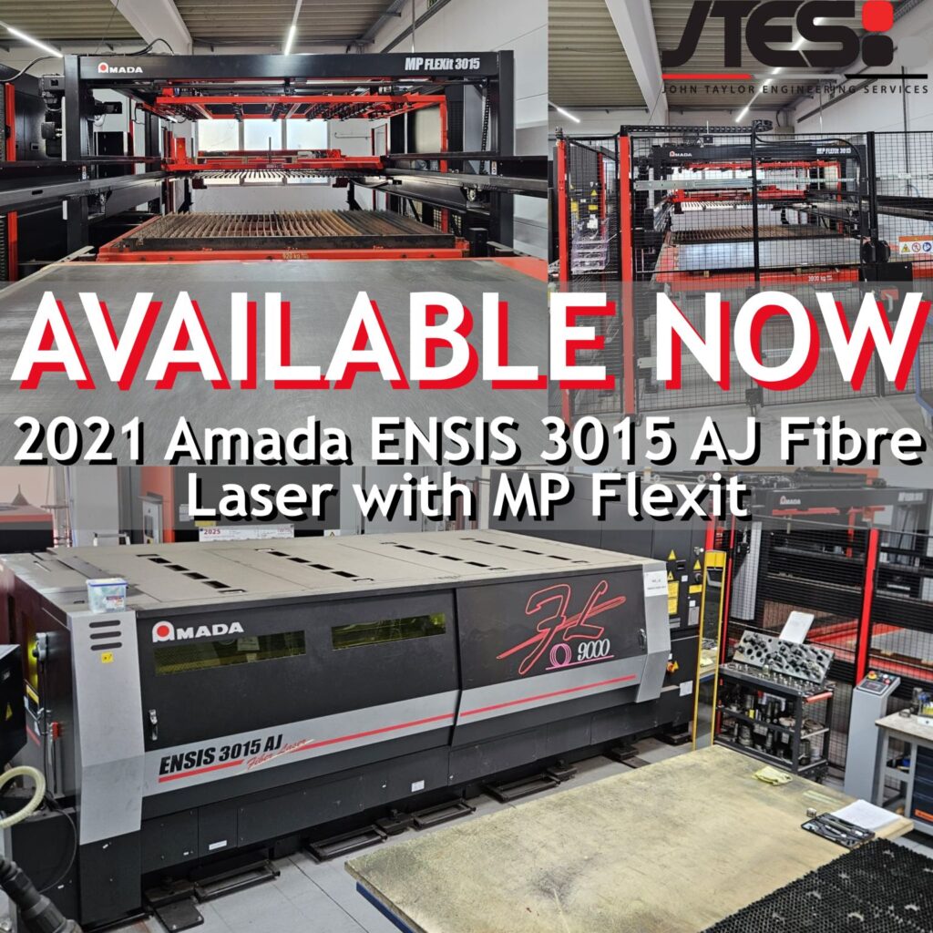 Amada ENSIS 3015 AJ fibre laser with MP Flexi. John Taylor Engineering Services Ltd